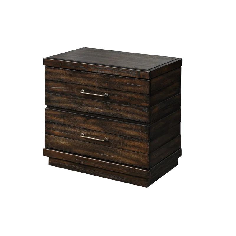 17 Stories Industrial Farmhouse Designed 2 Drawer Nightstand