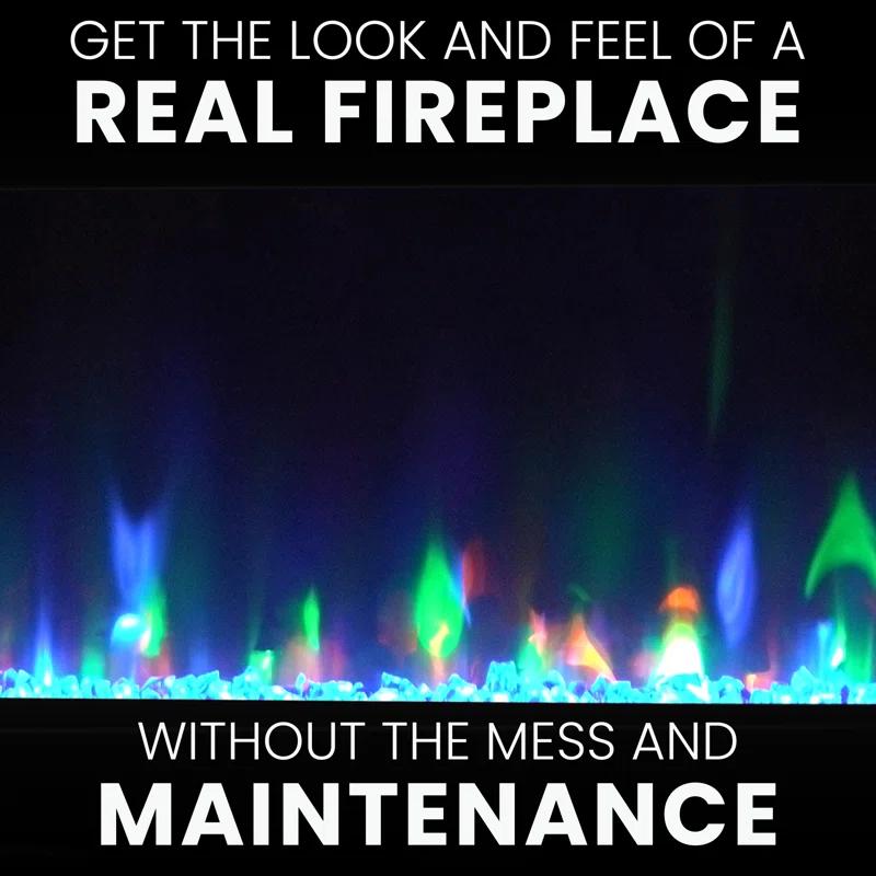 Cambridge Cambridge Wall Mount Electric Fireplace Heater with Remote Control for Indoor Use in Living Room, Bedroom, Home Office