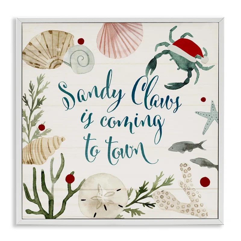 Stupell Industries Santa Claus Nautical Beach Holiday Sandy Christmas by Victoria Barnes - Graphic Art Print