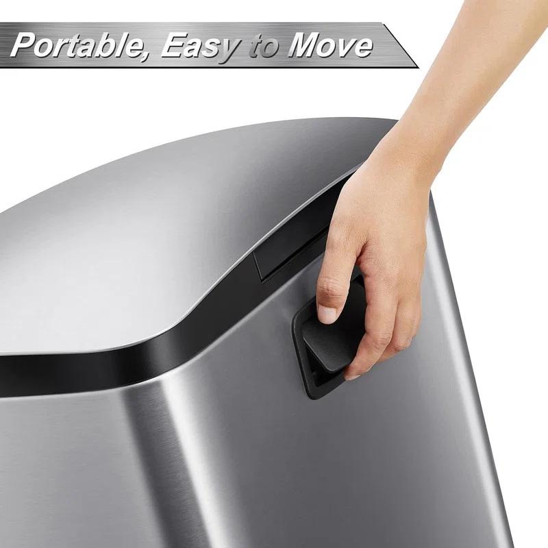 ASOPIX Kitchen Trash Can, Stainless Steel 50 Liter / 13 Gallon Garbage Can