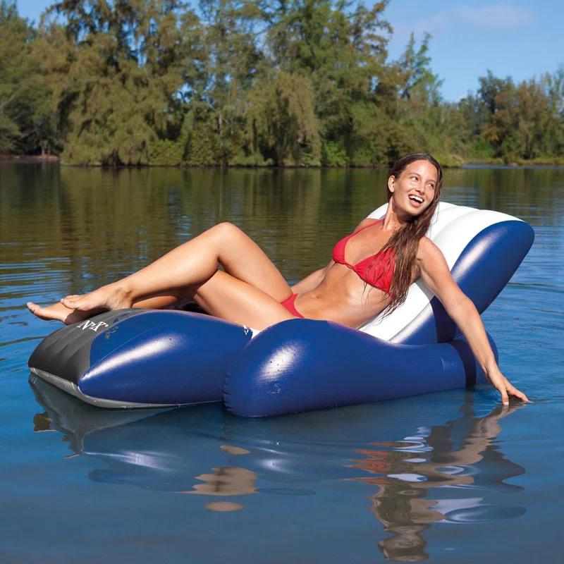 Intex Inflatable Floating Pool Recliner Chair with Cup Holders Large Outdoor