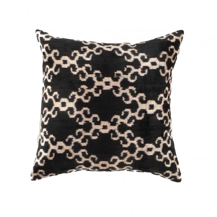 Pasargad NY TI 305 Black Designer Velvet Ikat Pillow 20'' X 20'' | Wayfair
