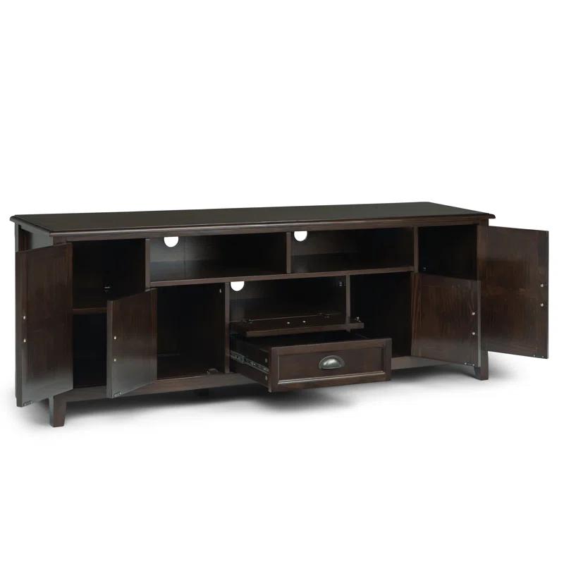 Simpli Home Burlington 72"W Solid Wood TV Stand for TVs up to 80" with 4 Cabinets