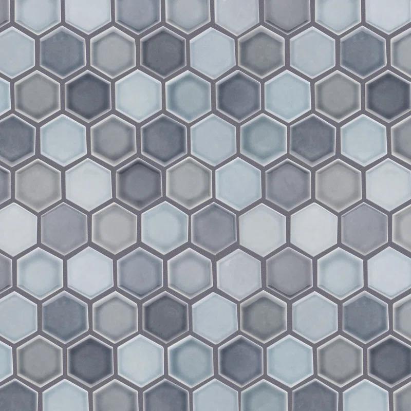 Merola Tile Hudson Due 2" Hex 10-7/8 " x 12-5/8 " Porcelain Mosaic Floor and Wall Tile