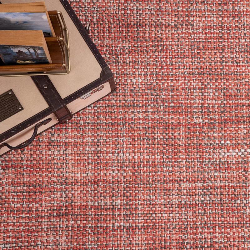 Morris Hand Woven Polyester Indoor/Outdoor Area Rug in Coral/Gray