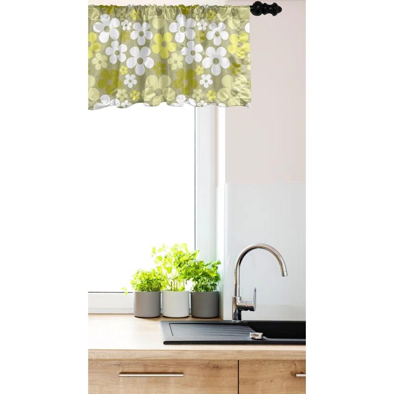 Ambesonne Ambesonne Grey Yellow Valance Pack of 2 Basic Abstract Flowers Pastel Yellow Khaki