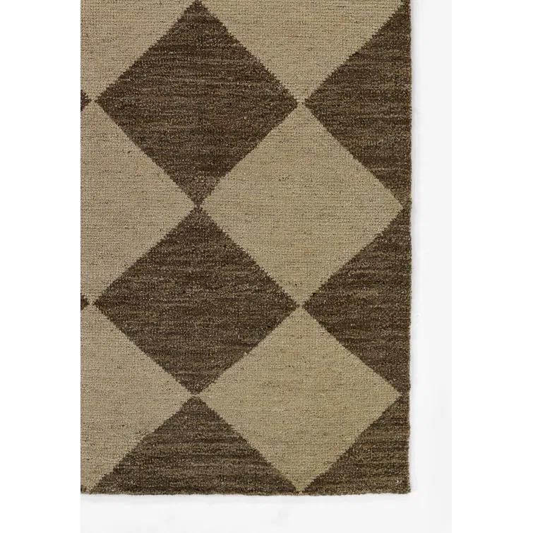 Winnie Geometric Hand-Knotted Wool Area Rug in Brown/Tan