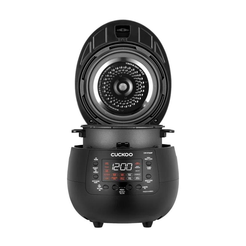 Cuckoo Electronics CUCKOO 6-Cup Twin Pressure Rice Cooker & Warmer with Nonstick Inner Pot, 14 Menu Options, Safe Steam Release, 3 Voice Guide, Auto Clean (Black) CRP-RT0609FB