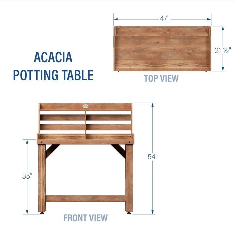 Backyard Discovery Backyard Discovery Acacia Wood Garden Potting Bench & Serving Bar with Lower Storage Shelf