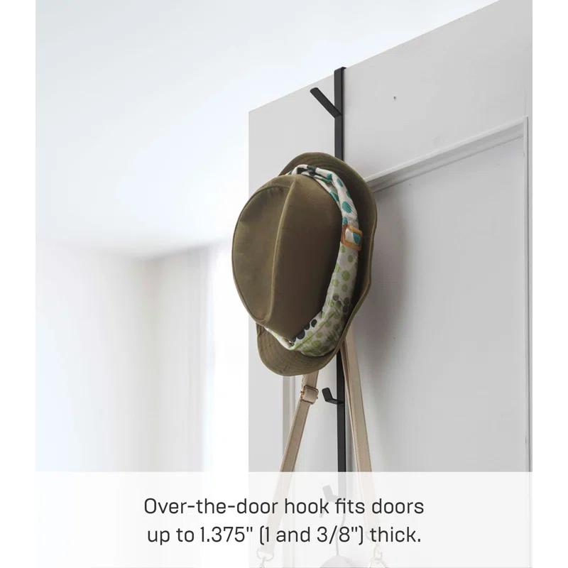 Yamazaki Home Over The Door Hooks - Vertical Hanging Coat Rack, Steel, Over-the-Door
