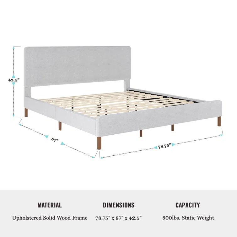 Martha Stewart Martha Stewart Britta Upholstered Platform Bed With Piped Detail Headboard