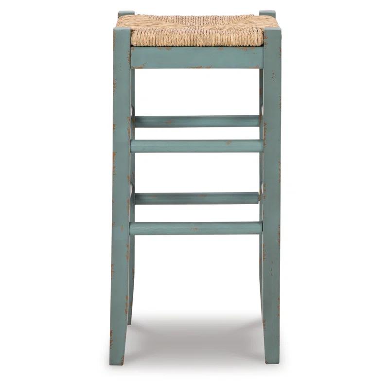 Benjara Anya Stool, Woven Seagrass Seat, Wood Frame (Set of 2)