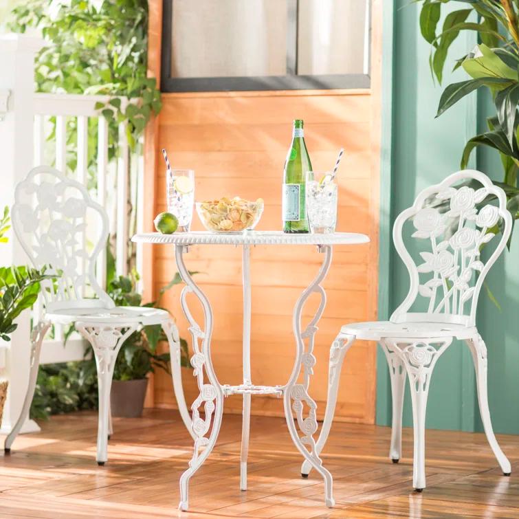 SunnyDaze Decor 2 - Person Metal Patio Dining Set with Round Table