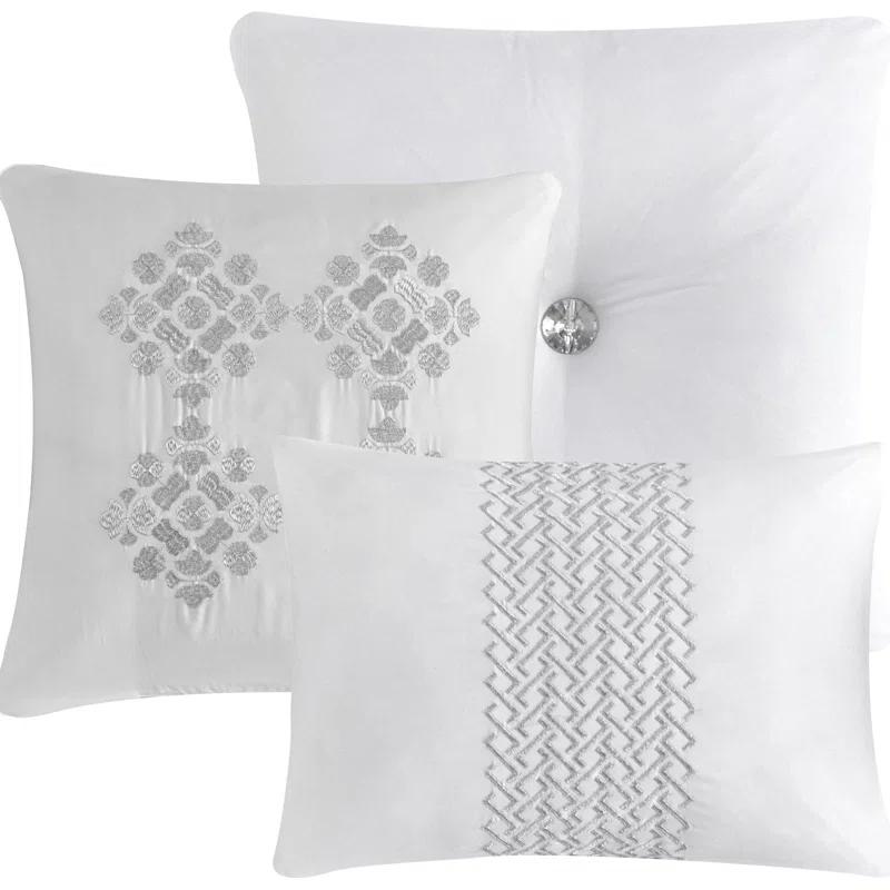 Alissar White Microfiber 7 Piece Comforter Set