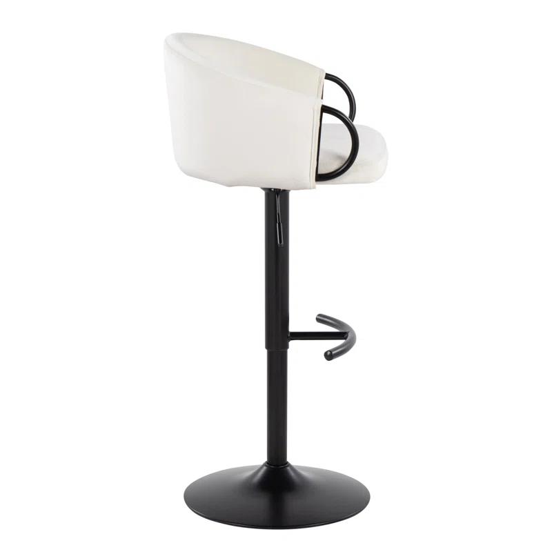 LumiSource Claire Contemporary Adjustable Barstool With Swivel In Black Metal And Black Velvet With Rounded T Footrest By Lumisource - Set Of 2 | Wayfair