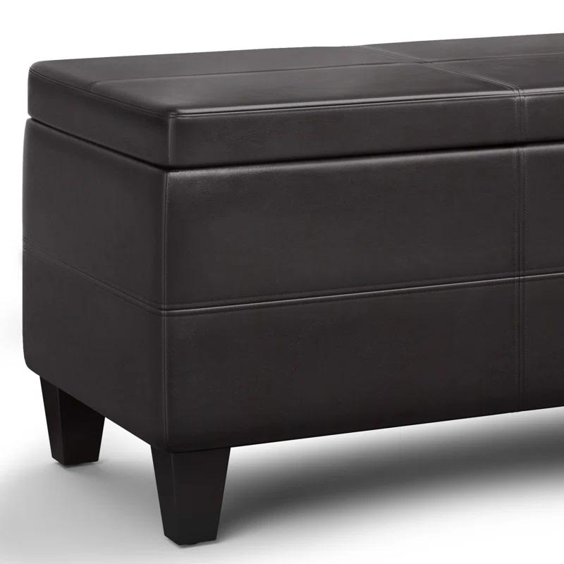 Simpli Home Avalon 44"W Upholstered Storage Ottoman with Lift-Top and Large Interior Storage