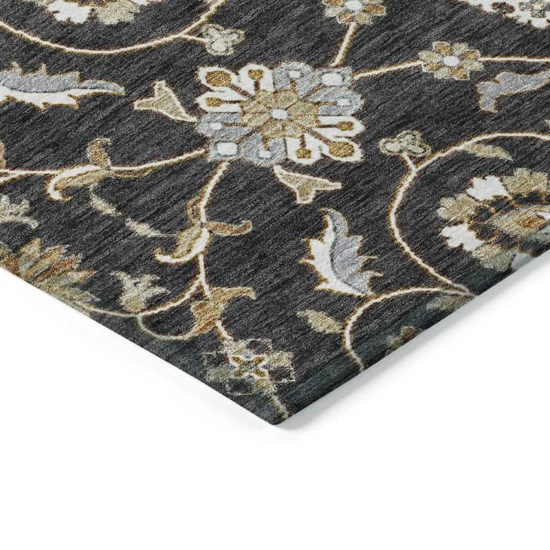 Machine Washable Indoor/Outdoor Chantille ACN1149 Black Rug