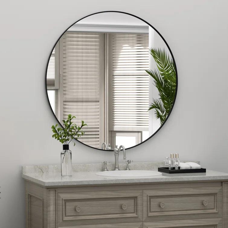 Mercer41 Alauni Round Bathroom Vanity Mirror Wall Mounted Bathroom Circle Mirrors for over sink,Home Decor  & Reviews | Wayfair