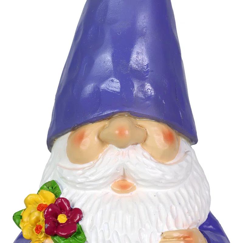 11-Inch Purple Solar Garden Gnome with LED Hat