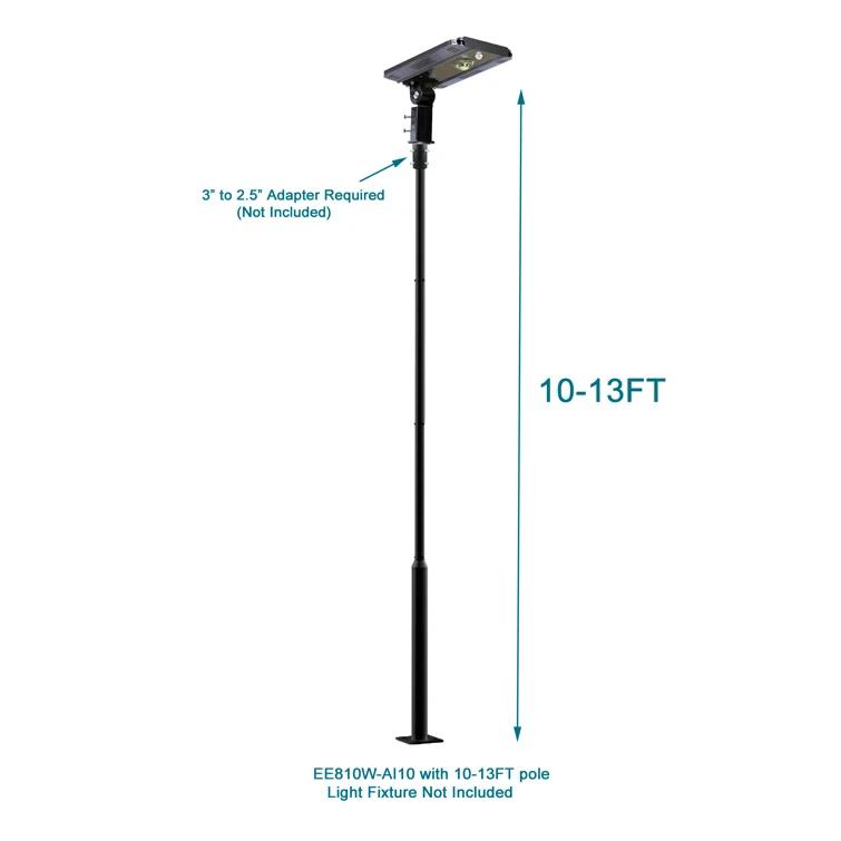 eLEDing 2.5 in - 3 in. up to 13 ft. Black Outdoor Universal Metal Light Post Pole w/ Metal Rebar Cage EE-PL4m