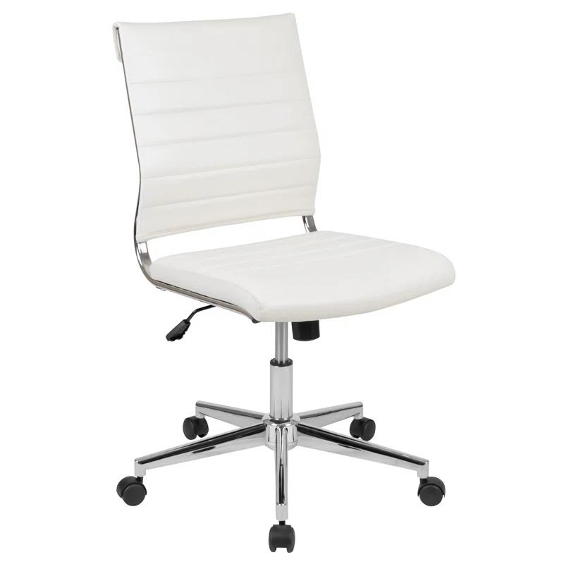 Flash Furniture Mid-Back Armless LeatherSoft Ribbed Executive Swivel Office Chair