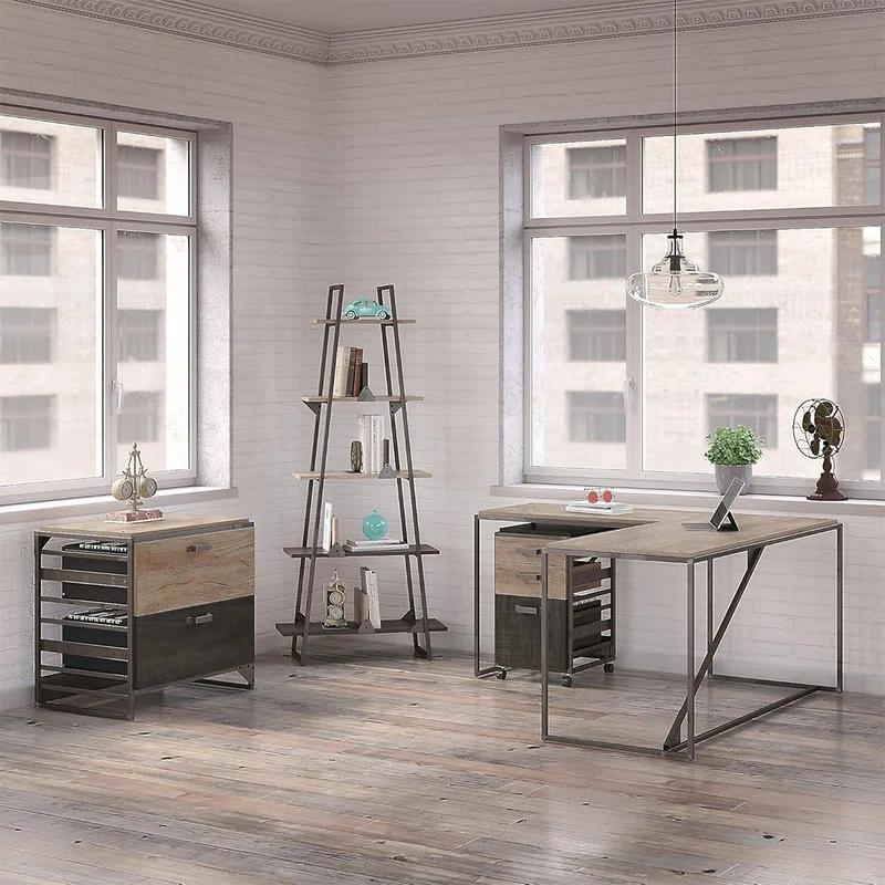 17 Stories Lateral File Cabinet,Sturdy Industrial Steel Frame with Open Sides and Matching Hardware Storage for Home and Office, Rustic Gray