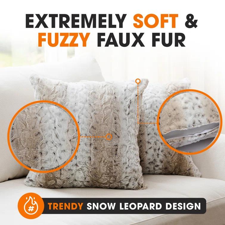 Cheer Collection Animal Print Faux Fur Throw Pillow (Set of 2)