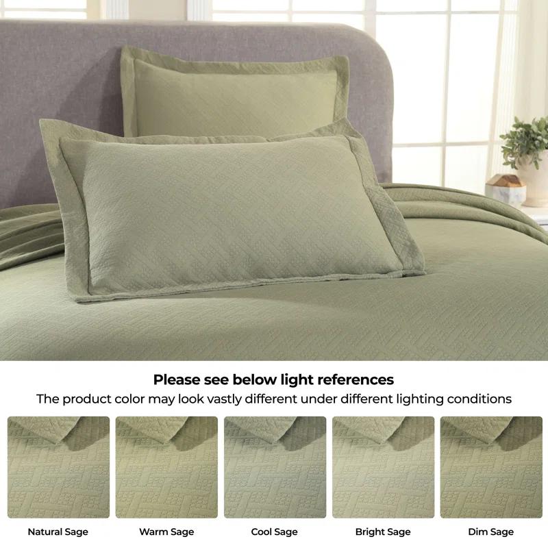 Superior Superior Cotton All Season Basketweave Medium Weight Bedspread Set with Shams