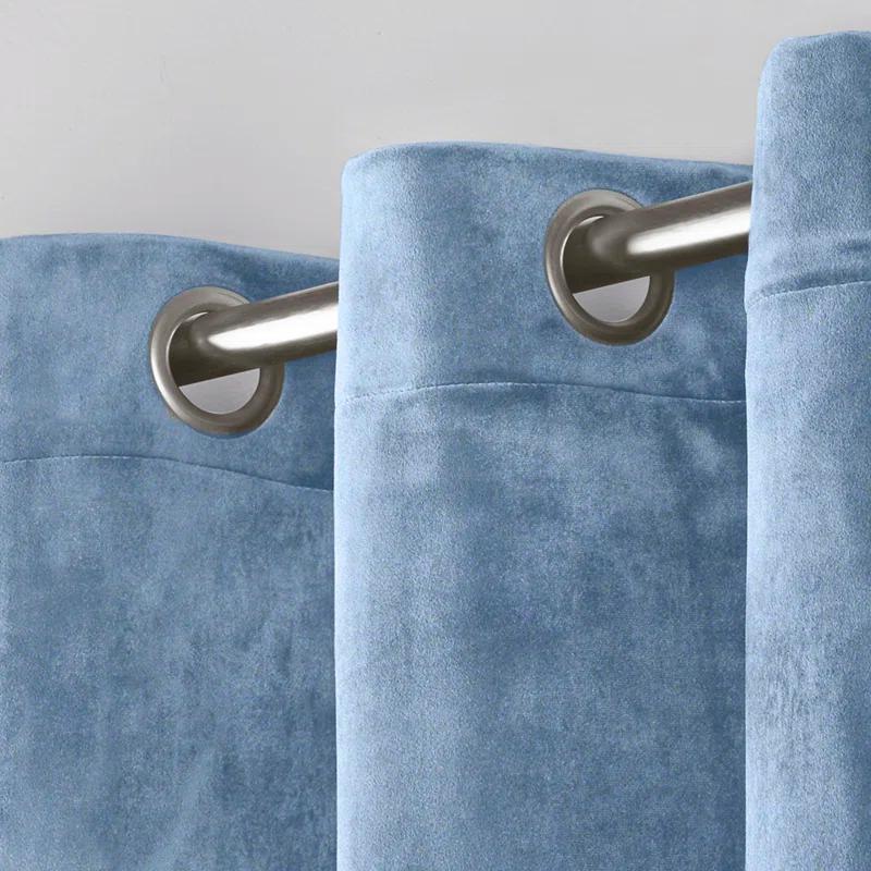Amalgamated Textiles Exclusive Home Velvet Heavyweight Light Filtering Grommet Top Curtain Panel Pair