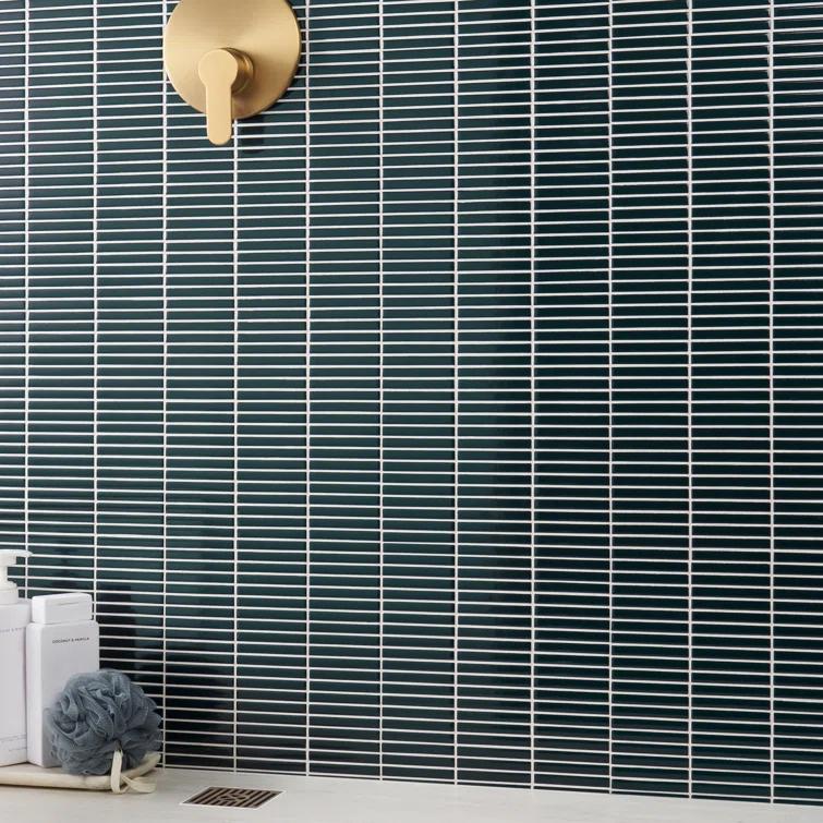 Monogram Stacked 11.19 In. X 11.9 In. Glossy Porcelain Mosaic Floor And Wall Tile (0.92 Sq. Ft. / Each)