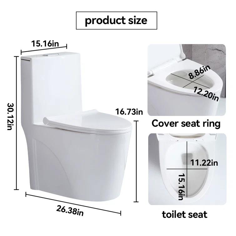 Small Compact One Piece Toilet Dual Flush