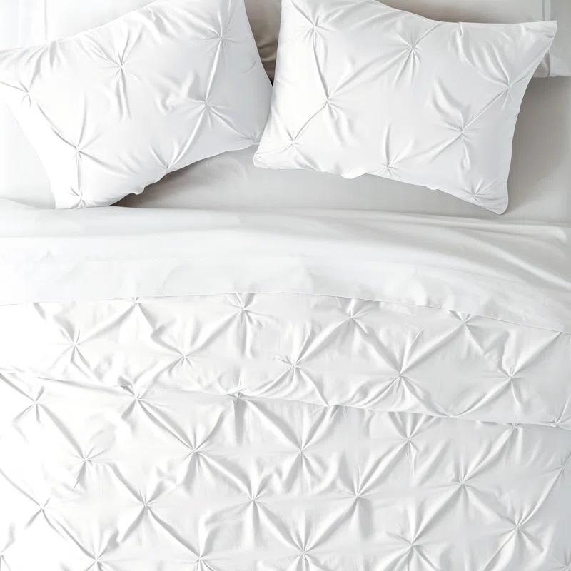 Becky Cameron Pinch Pleat Textured Duvet Cover Set & Reviews | Wayfair