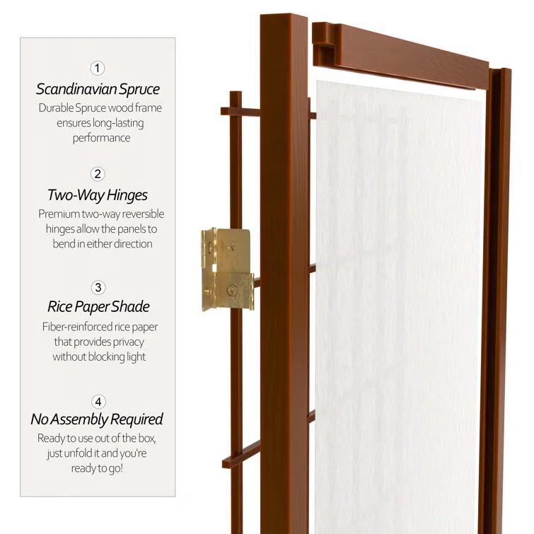 Oriental Furniture 5 ft. Tall Window Pane Shoji Screen - Walnut - 5 Panel