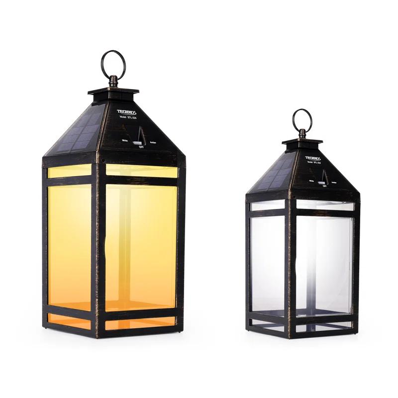 Techko 12.88 Outdoor Vintage Solar LED Lantern with Auto Dawn-to-Dusk Sensor
