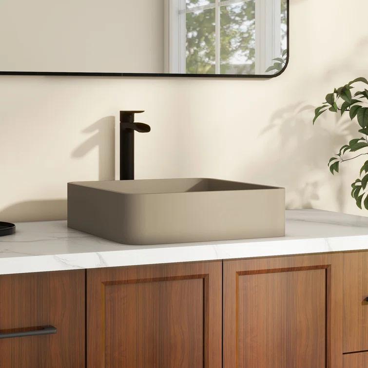 CASAINC CASAINC Maple 15.35'' Concrete Square Bathroom Sink CA-VS1020-TC