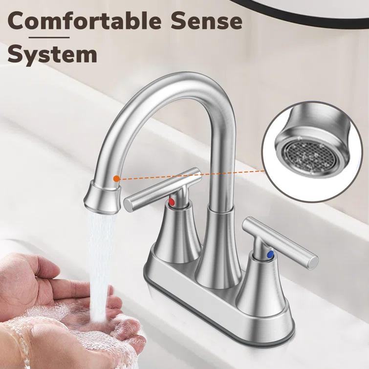 Kingtack Centerset 2-handle Bathroom Faucet with Drain Assembly BKTK0005AWDUSF