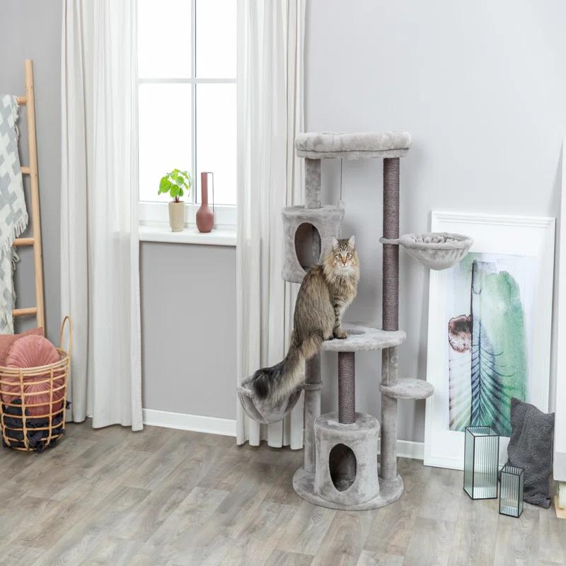 TRIXIE TRIXIE Anna 50-in Cat Tree, Jute Scratching Posts, Cat Tower with Condos, Hammocks, Platforms, Hanging Cat Toy