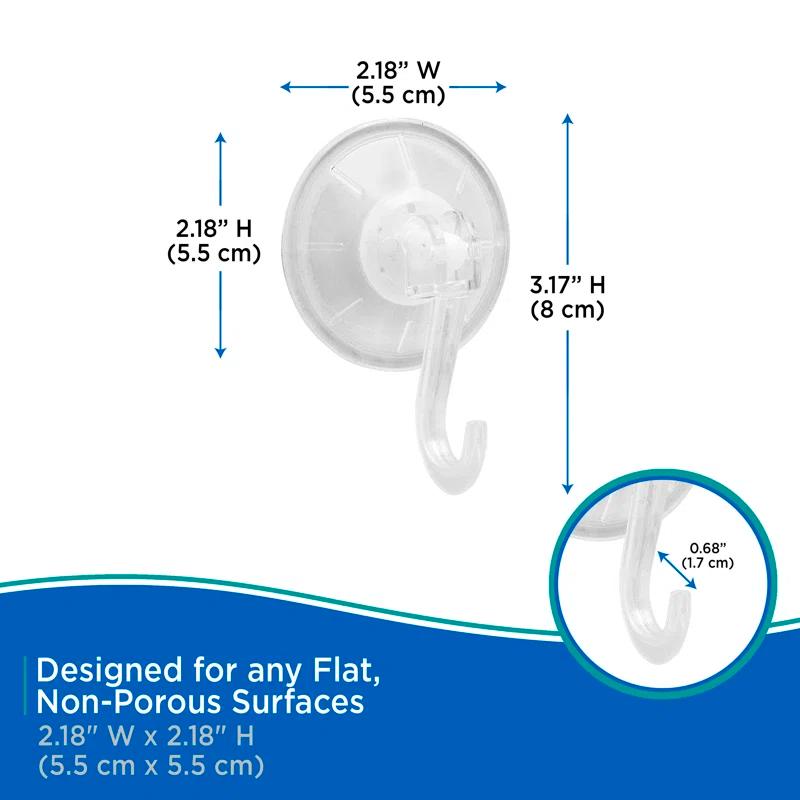 Kenney KN61551V3 Suction Cup Wall Mounted Towel Hook (Set of 3)