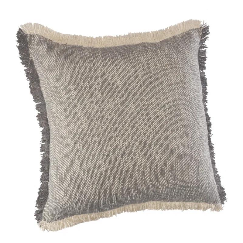 Rajani Home Contemporary Solid Stonewashed Fringed Cotton Throw Pillow Set