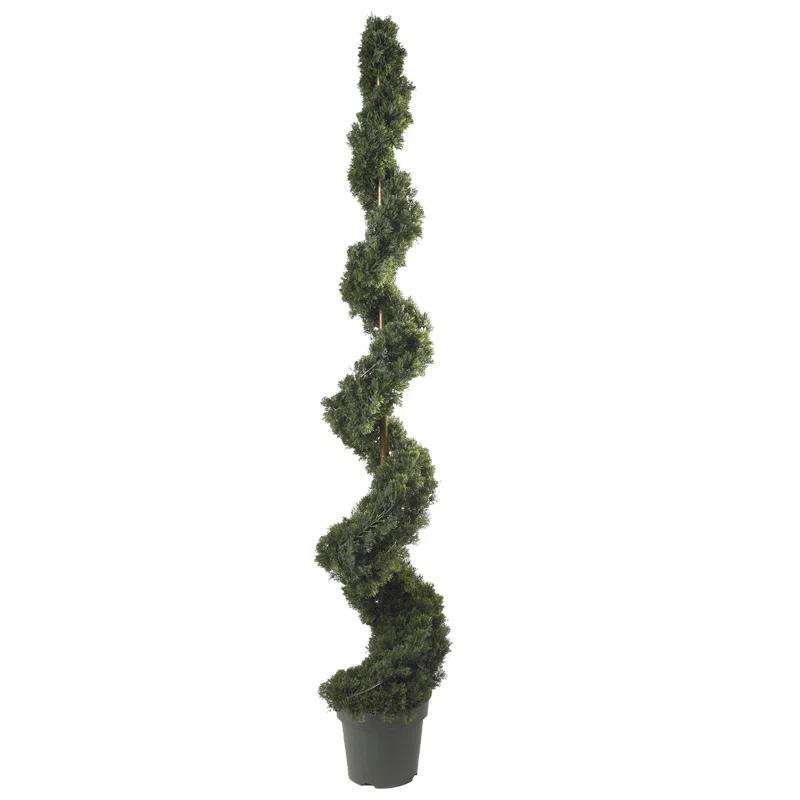 Fleur De Lis Living Faux Cedar Topiary in Pot