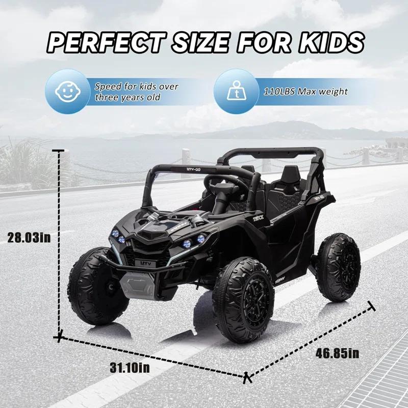Ancheer 24V 7AH Real 2 Seater Ride On Toys For Big Kids W/ 20" Large Seat, Ride On UTV W/Remote Control, Bluetooth, 2X200W Powerful Motors, MP3, Lights, 4.5 Mph Max Speed, Power Car Wheels