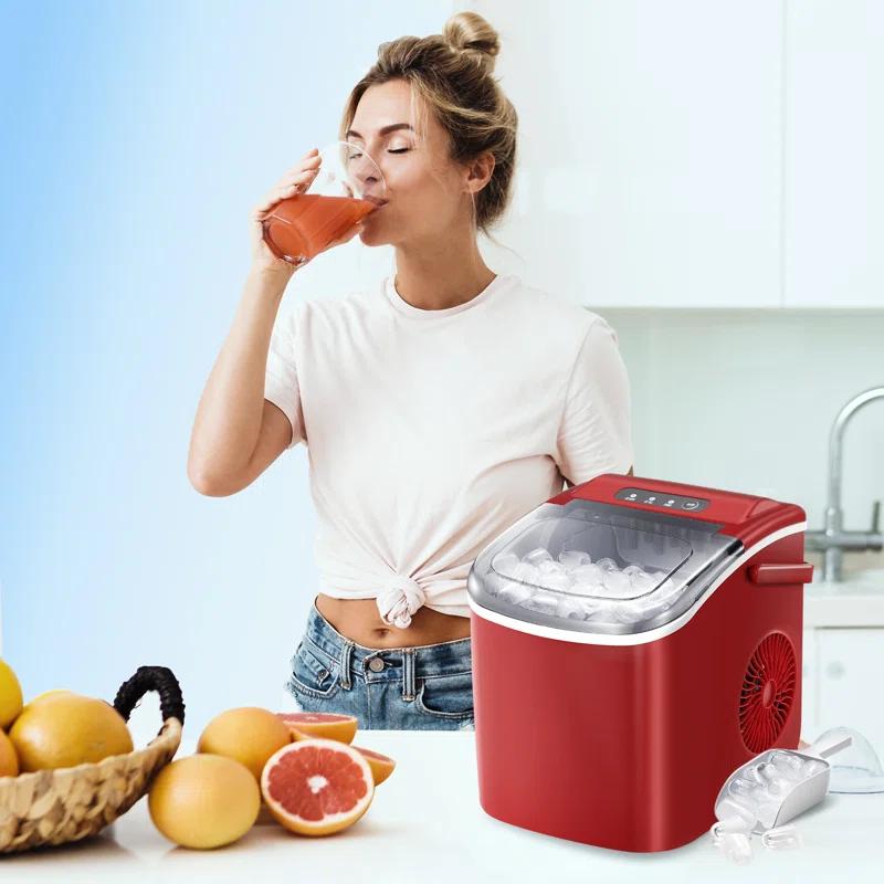 Antarctic Star Countertop Ice Maker Ice Machine With Handle,Self-Cleaning Ice Makers, 26Lbs/24H, 9 Ice Cubes Ready In 6 Mins For Home/Kitchen/Bar/Party/Camping