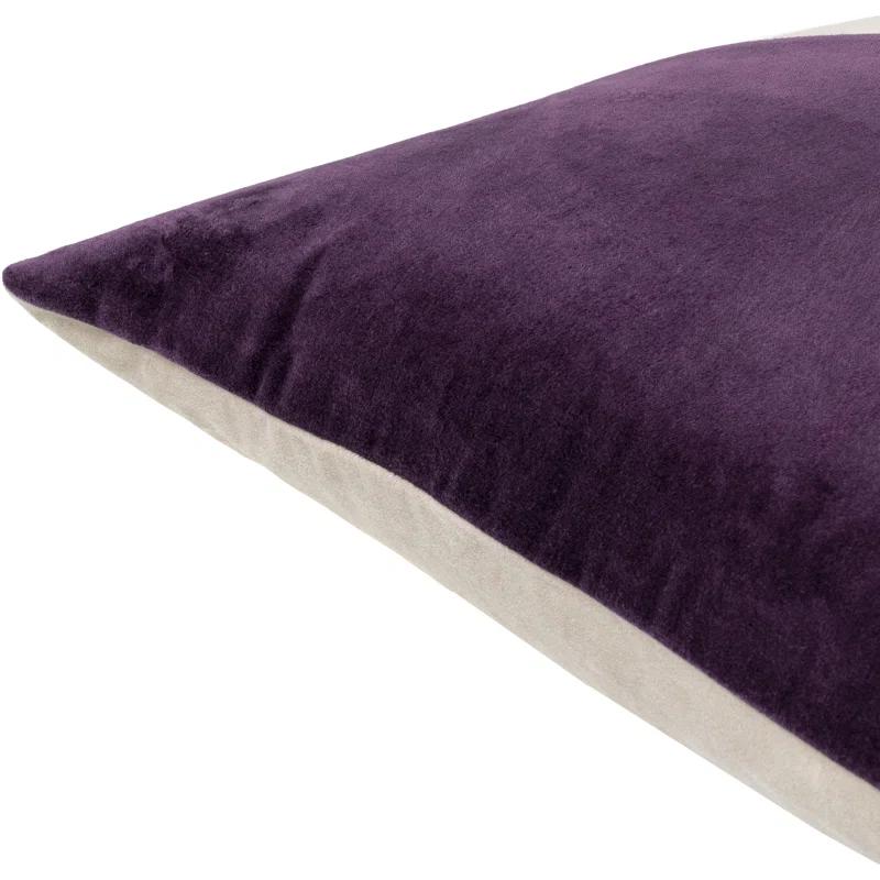 Purple and Cream Cotton Square Throw Pillow Set