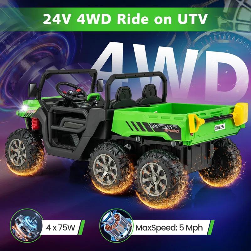 Himimi Delia Himimi 24 Voltage  Ride On Dump Truck, 2 Seater Kids UTV with Electric Dump Bed, Remote Control