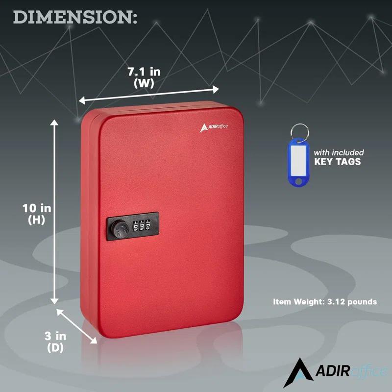 AdirOffice Steel Secure Key Cabinet with Combination Lock