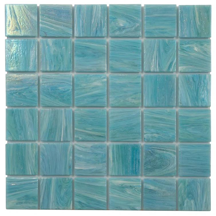 Apollo Tile Celestial 12 in. x 12 in. Glossy Yale Blue Glass Mosaic Wall and Floor Tile (10 sq. ft./case) (10-pack)