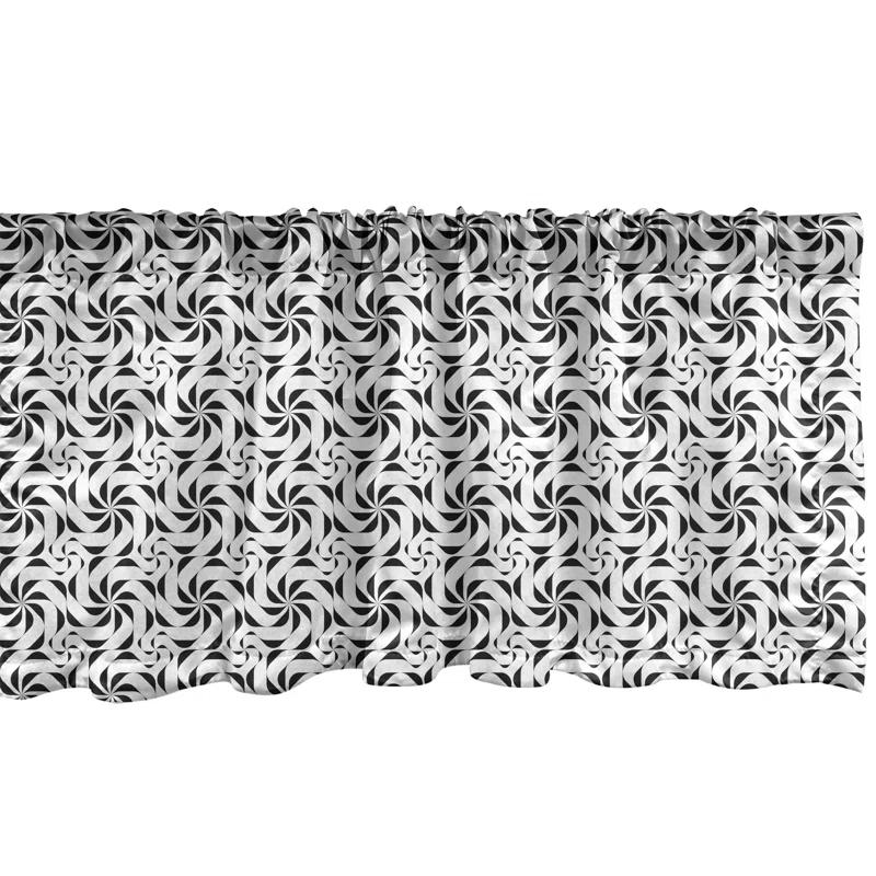Ambesonne Ambesonne Black and White Valance Pack of 2 Contemporary Swirly Charcoal Grey