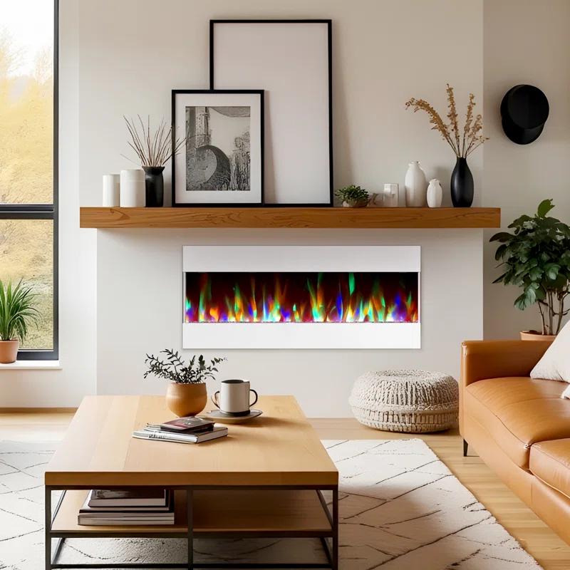 Cambridge Cambridge Recessed Wall Mounted Electric Fireplace with Crystal Rock Display