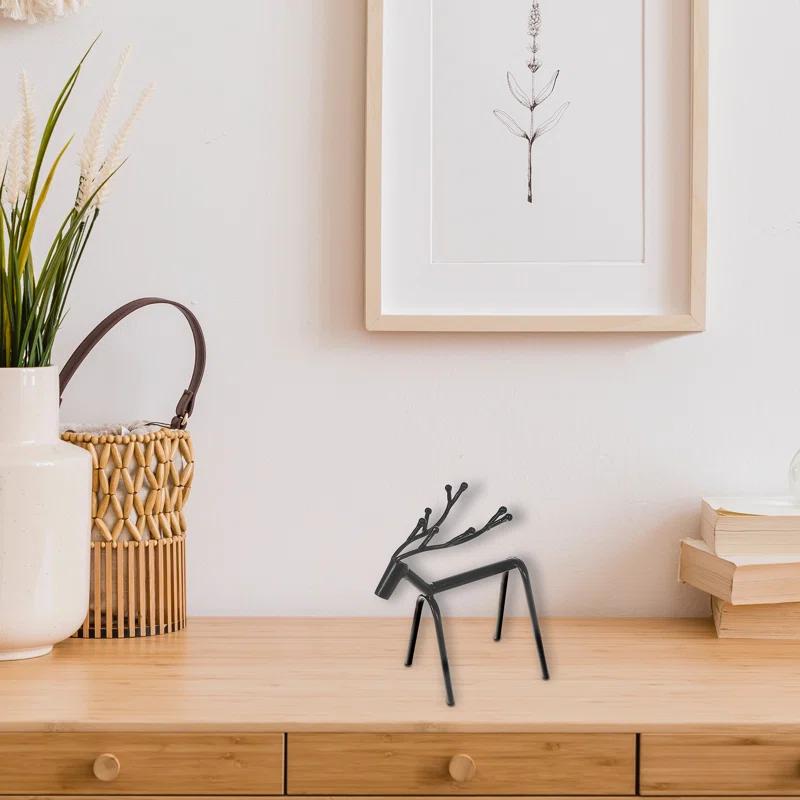 iH casadécor Black Metal Standing Deer Berry Antlers