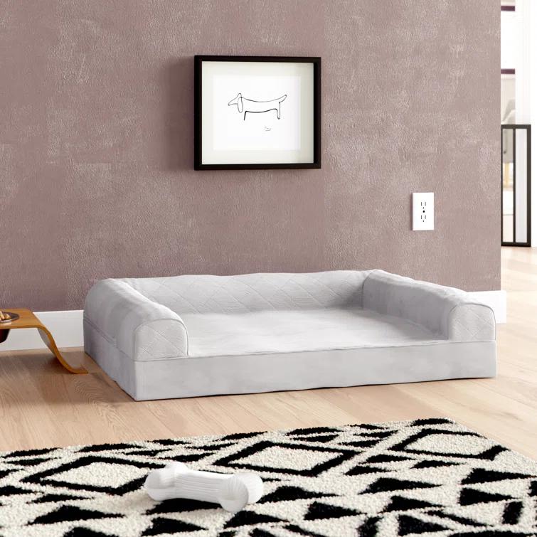 FurHaven Quilted Orthopedic Bolster Sofa Pet Bed